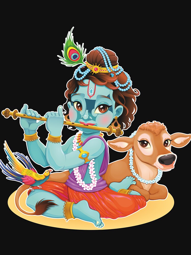 "Lord Krishna Playing Flute I Hindu Wall Art I Indian Stickers I