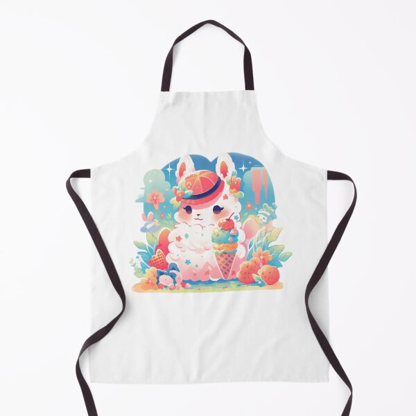 Item preview, Llama eating strawberry ice cream in the garden designed and sold by WoollenLlama.