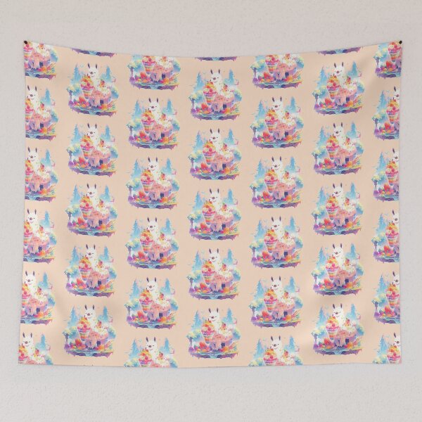 Item preview, Llama eating strawberry ice cream in the mountain forest designed and sold by WoollenLlama.