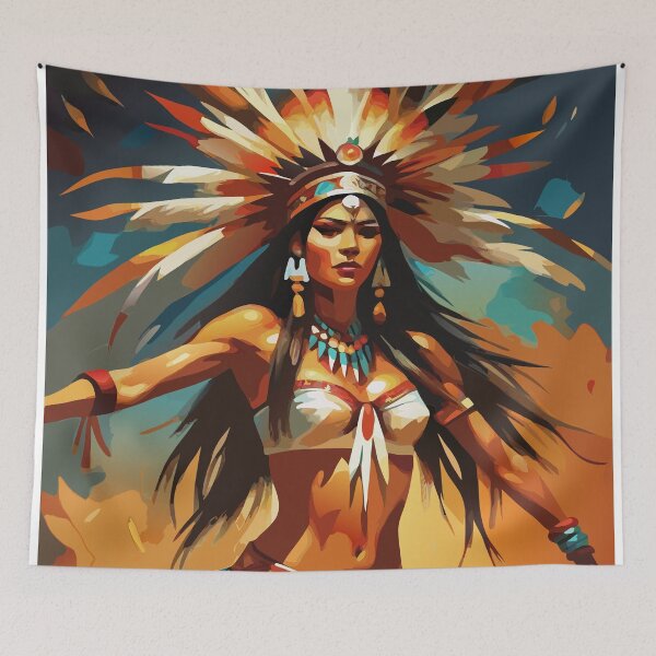 Item preview, Powerful Native American Woman Dancing designed and sold by BelleRiviera.