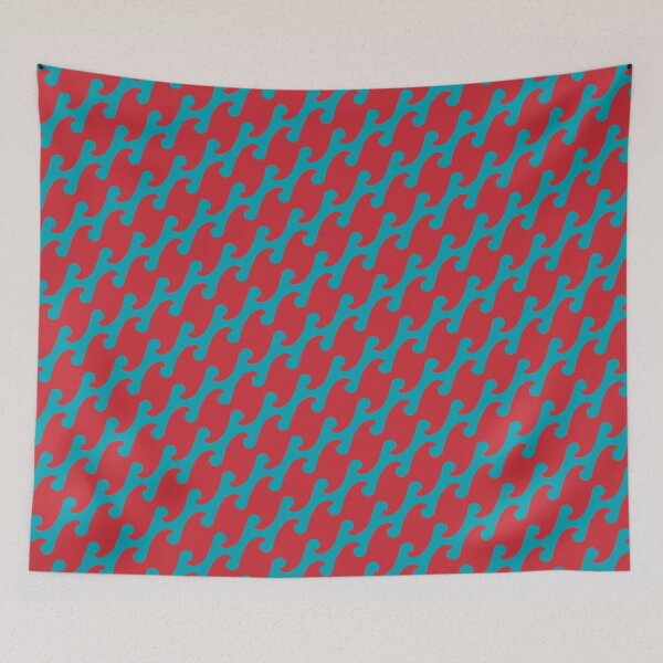 Item preview, WAVE PATTERN IN DARK RED AND GREY-BLUE designed and sold by larissa-myrie.