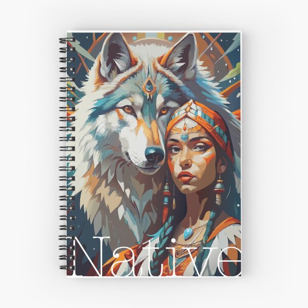 Item preview, Native American woman with a wolf designed and sold by BelleRiviera.