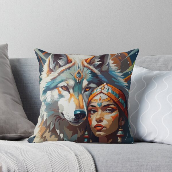 Item preview, Native American woman with a wolf designed and sold by BelleRiviera.