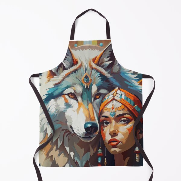 Item preview, Native American woman with a wolf designed and sold by BelleRiviera.