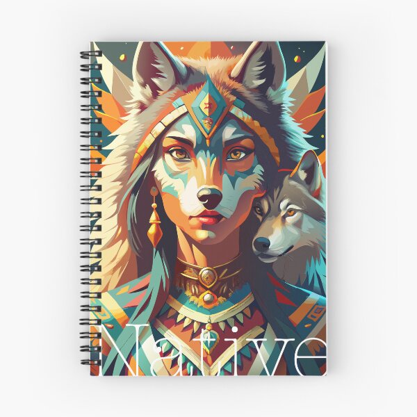 Item preview, Native American woman with a baby wolf designed and sold by BelleRiviera.
