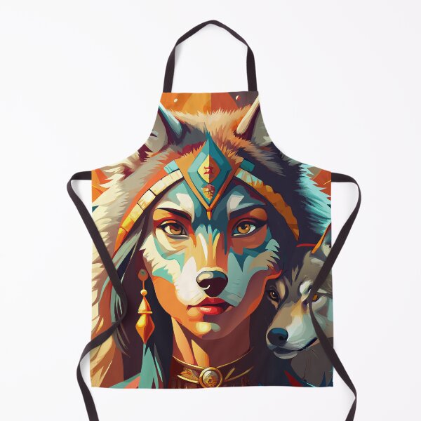 Item preview, Native American woman with a baby wolf designed and sold by BelleRiviera.