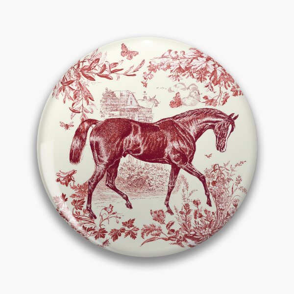 Item preview, Elegant Stylish Vintage Rustic Horse Red Floral Toile  designed and sold by tanjica.