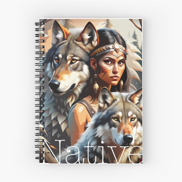 Item preview, Native American woman with wolves designed and sold by BelleRiviera.