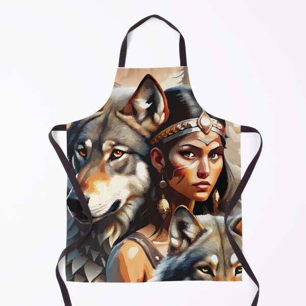 Item preview, Native American woman with wolves designed and sold by BelleRiviera.