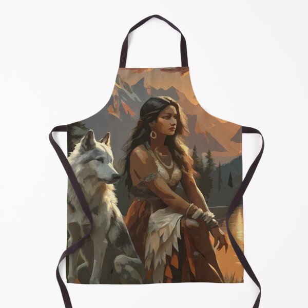 Item preview, Native American girl at sunset with a wolf designed and sold by BelleRiviera.