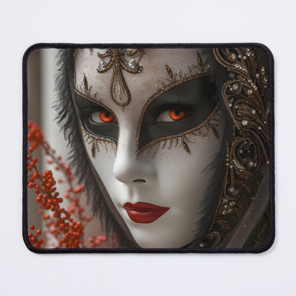 Item preview, Elegant masked figure with intricate patterns and berries designed and sold by Artessie.