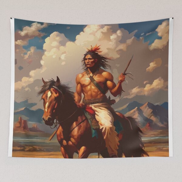 Item preview, Native American warrior on a horse designed and sold by BelleRiviera.