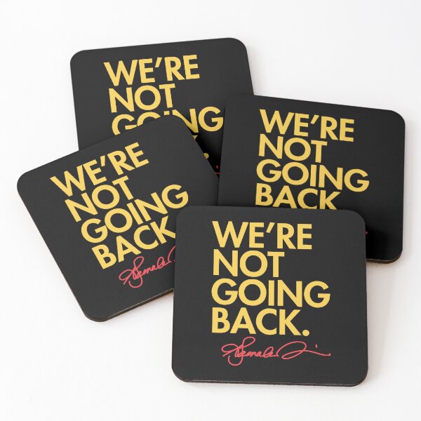 Item preview, WE'RE NOT GOING BACK - KAMALA (yellow with orange signature)  designed and sold by Thelittlelord.