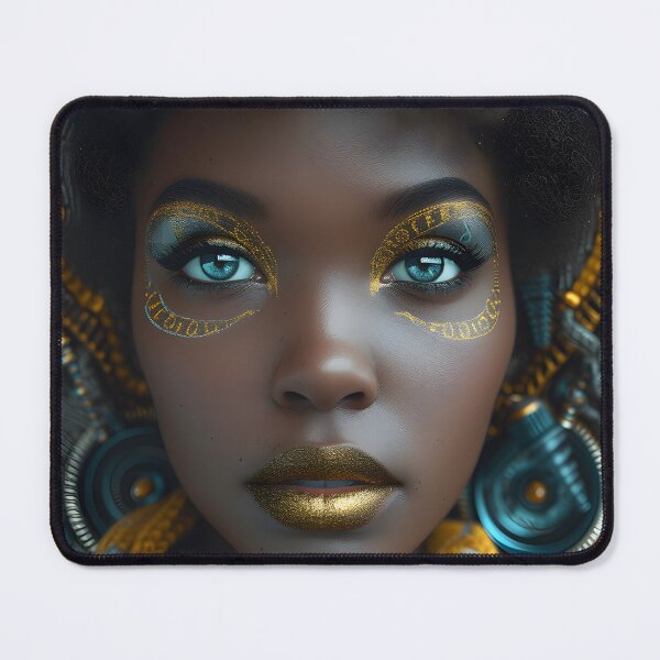 Item preview, Elegant African woman with golden makeup and accessories designed and sold by Artessie.