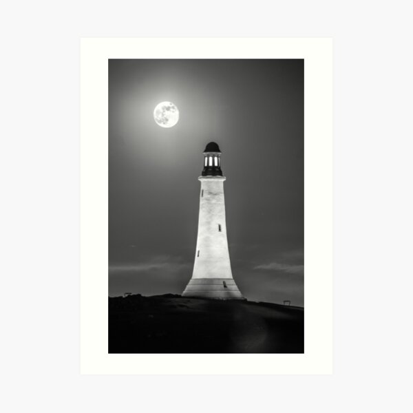 Hoad Monument Full Moon black and white Art Print