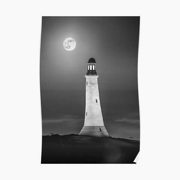 Hoad Monument Full Moon black and white Poster