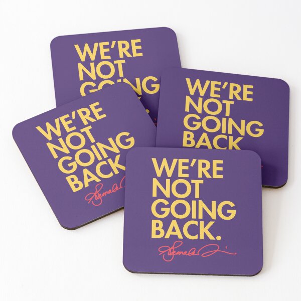 Item preview, WE'RE NOT GOING BACK - KAMALA (yellow with orange signature)  designed and sold by Thelittlelord.