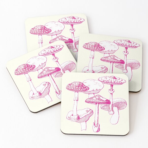 Item preview, Cottagecore Aesthetic Girly Pink Forest Mushrooms Pattern designed and sold by tanjica.
