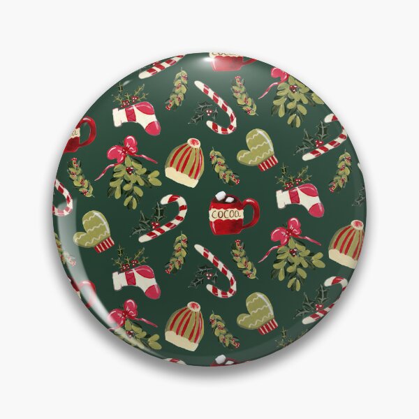 Artikelvorschau, Weihnachtsmorgen mit Kakao und Marshmallows, Mütze und Fäustlinge, Mistelzweig, Zuckerstange, Strümpfe - waldgrün entworfen und verkauft von JasmineGDesigns.