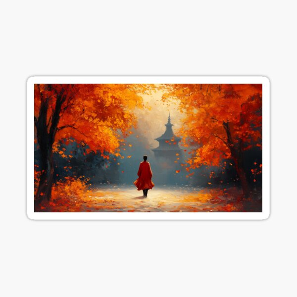 Asian autumn serenity Sticker