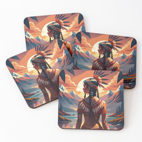 Item preview, Native American Girl at Sunset designed and sold by BelleRiviera.