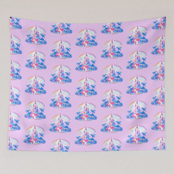 Item preview, Unicorn under the dreamy castle and rainbow designed and sold by WoollenLlama.