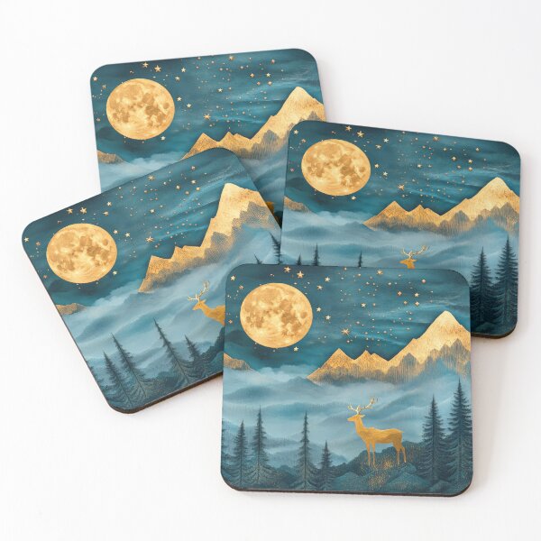 Item preview, Majestic Deer under Full Moon Fantasy Painting designed and sold by MargaretWiktor.