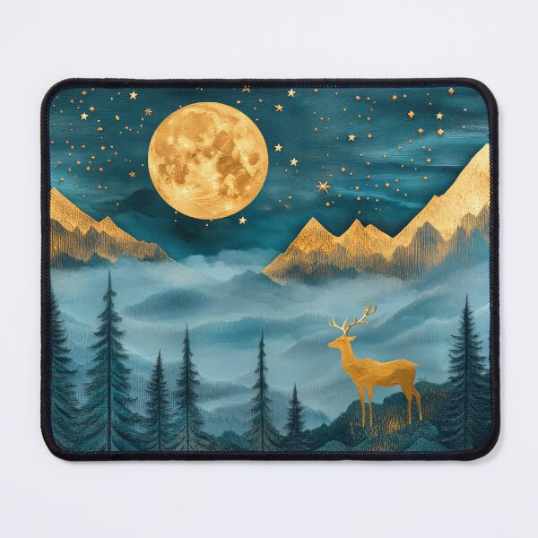 Item preview, Majestic Deer under Full Moon Fantasy Painting designed and sold by MargaretWiktor.