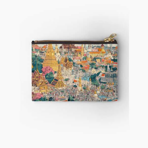Item preview, A detailed panoramic view of Bangkok, filled with colorful temples and palaces and bustling crowds designed and sold by wonderisland.