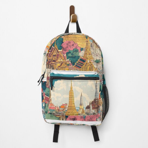 Item preview, A detailed panoramic view of Bangkok, filled with colorful temples and palaces and bustling crowds designed and sold by wonderisland.