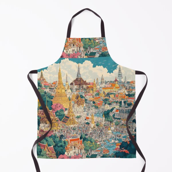 Item preview, A detailed panoramic view of Bangkok, filled with colorful temples and palaces and bustling crowds designed and sold by wonderisland.