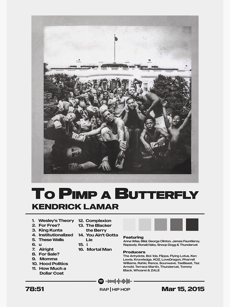 Thumbnail 3 of 3, Sticker, To Pimp a Butterfly by Kendrick Lamar Album Poster designed and sold by FourthWallPrint.