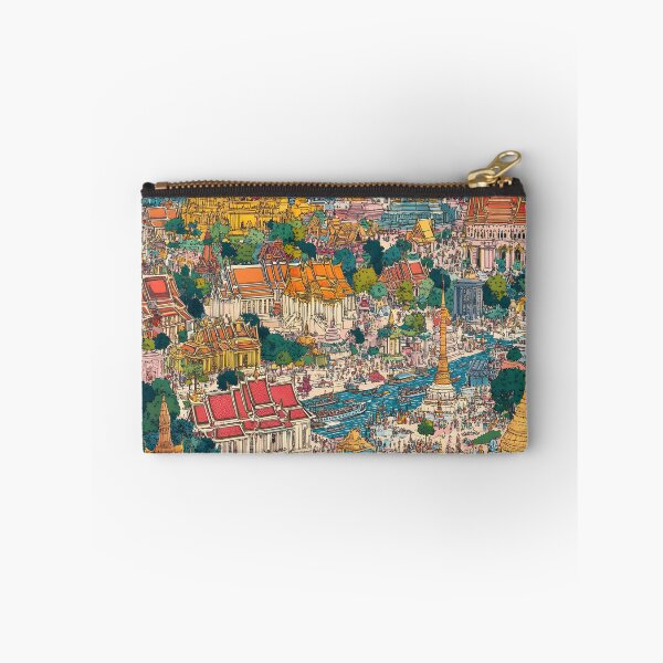 Item preview,  panoramic view of Bangkok, filled with colorful temples and palaces and bustling crowds designed and sold by wonderisland.