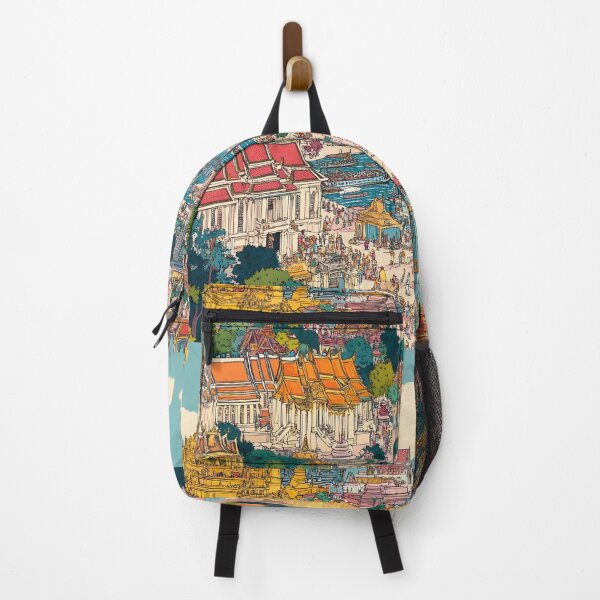 Item preview,  panoramic view of Bangkok, filled with colorful temples and palaces and bustling crowds designed and sold by wonderisland.