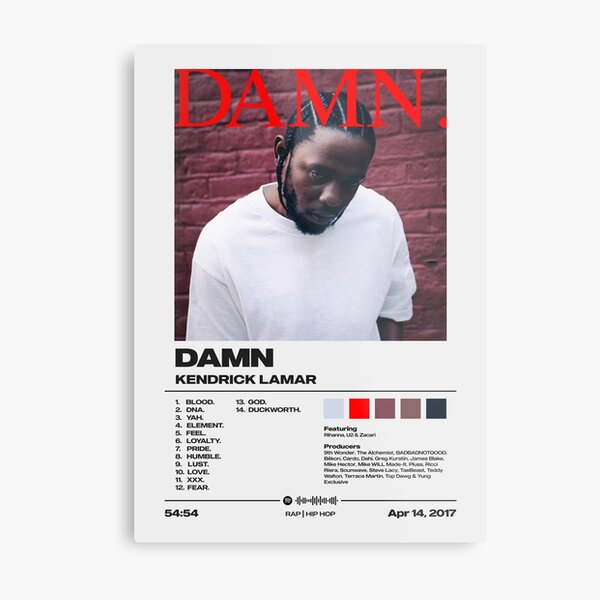 Aperçu de l'œuvre Damn by Kendrick Lamar Album Poster créée et vendue par FourthWall Prints.