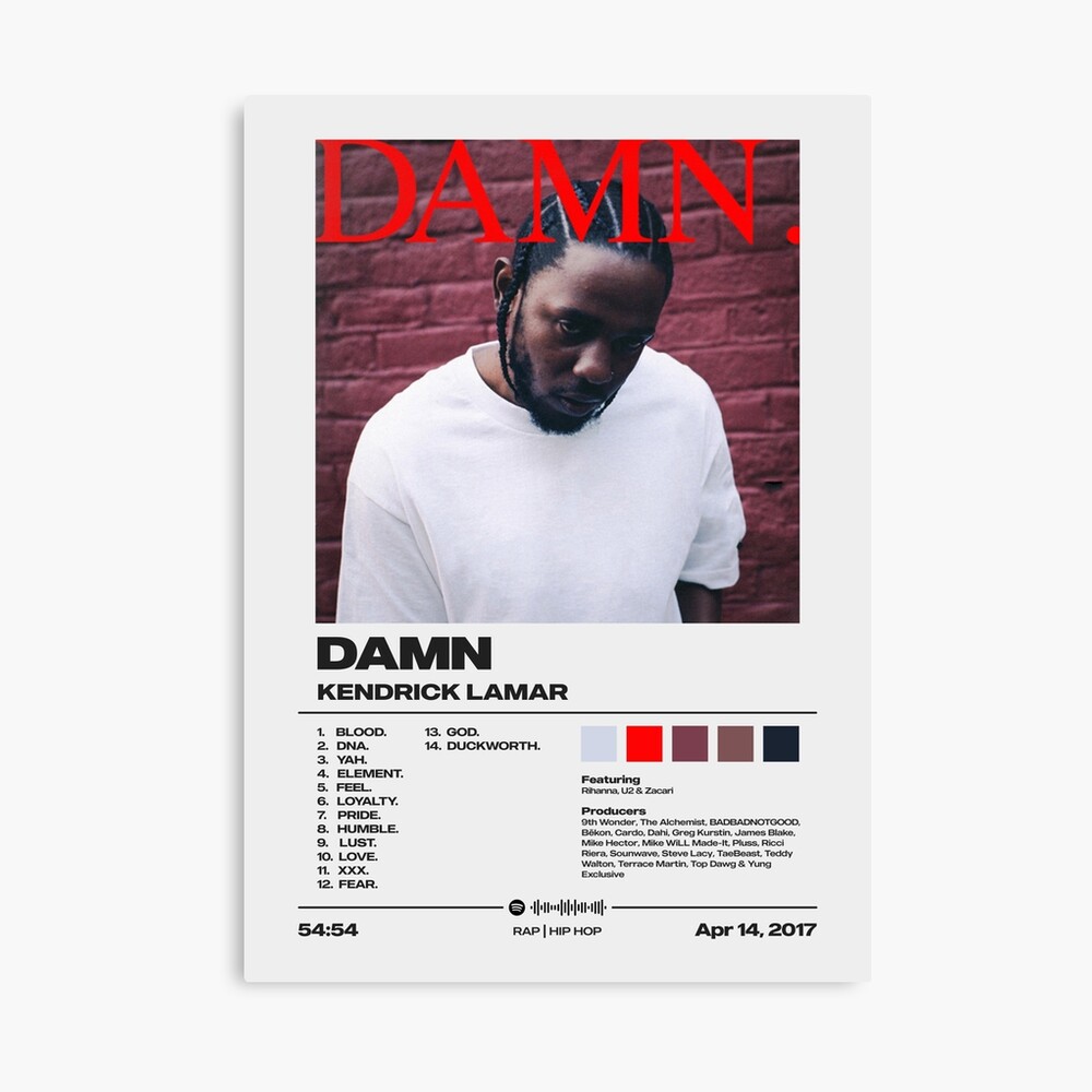 Damn by Kendrick Lamar Album Poster Poster
