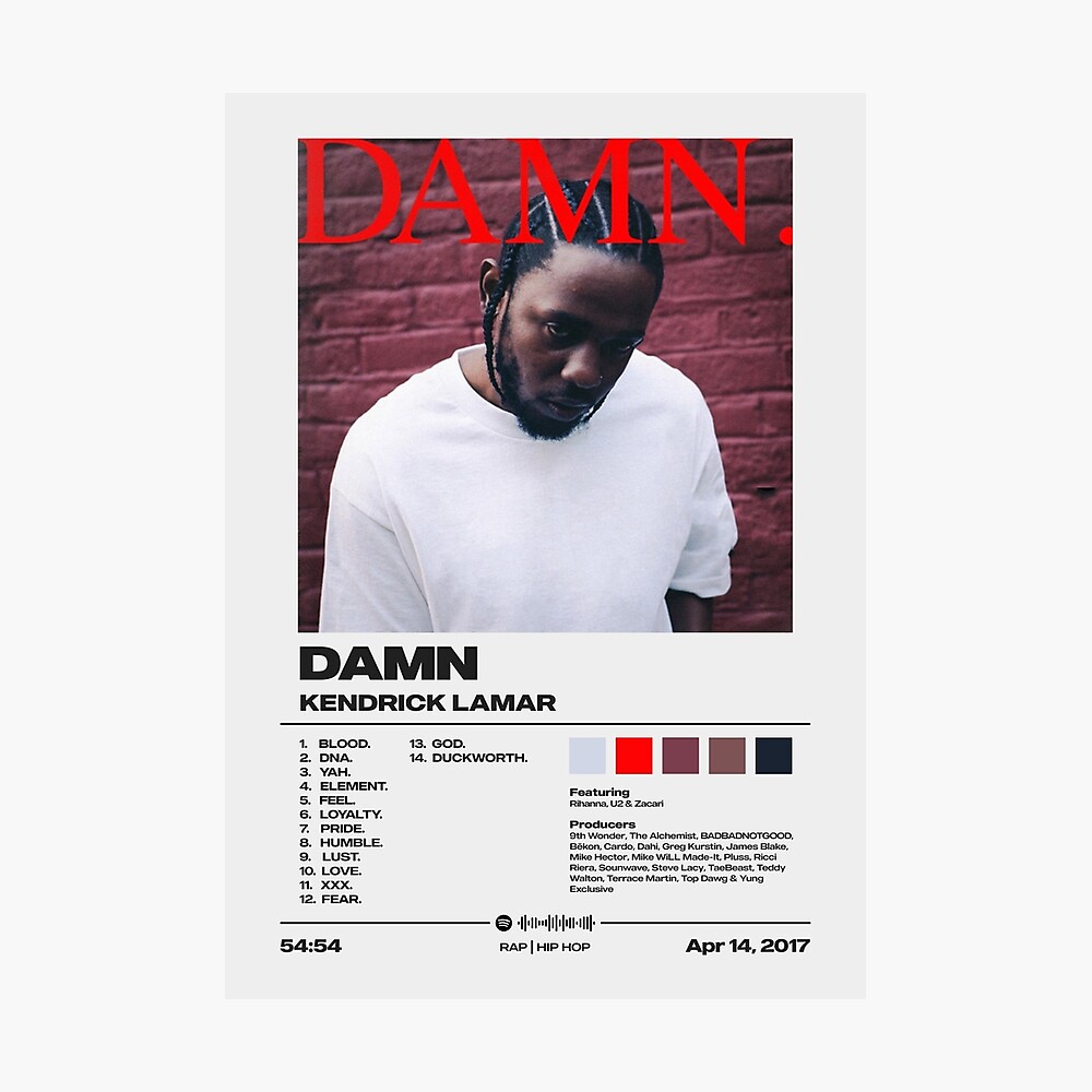 Damn by Kendrick Lamar Album Poster Poster