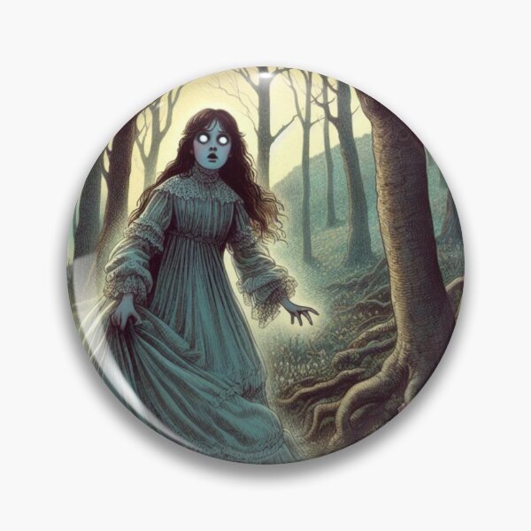 Item preview, Illustration of woman running away in the woods, folk horror designed and sold by Melloncollie95.