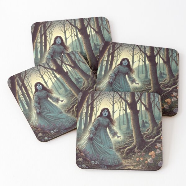Item preview, Illustration of woman running away in the woods, folk horror designed and sold by Melloncollie95.