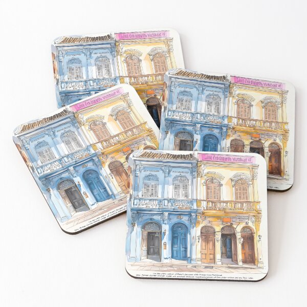 Item preview, Line drawing with watercolor of Phuket's Sino-Portuguese architecture in old town designed and sold by wonderisland.