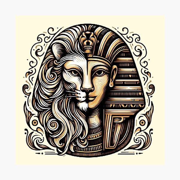 Artikel-Vorschau von Pharao-Löwe: Eine majestätische Verschmelzung des alten Ägyptens und der königlichen Macht, designt und verkauft von beyazart.