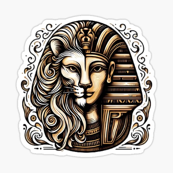 Artikel-Vorschau von Pharao-Löwe: Eine majestätische Verschmelzung des alten Ägyptens und der königlichen Macht, designt und verkauft von beyazart.