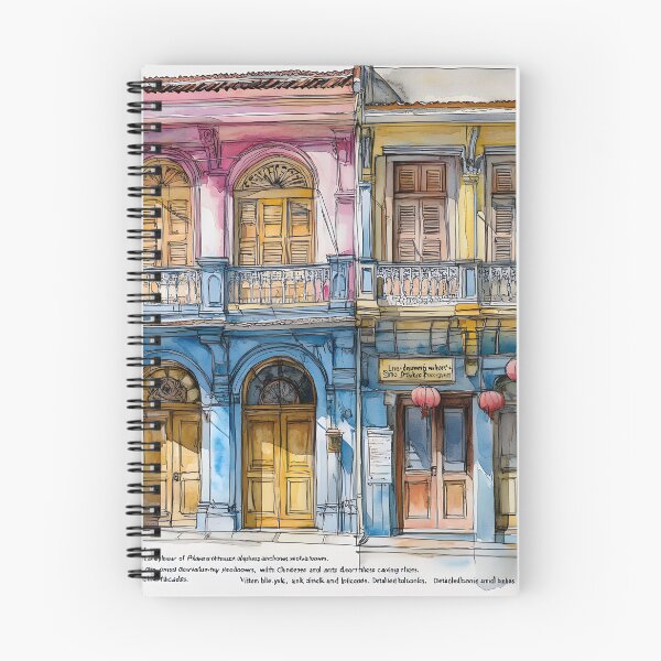 Item preview, Copy of Line drawing with watercolor of Phuket's Sino-Portuguese architecture in old town designed and sold by wonderisland.