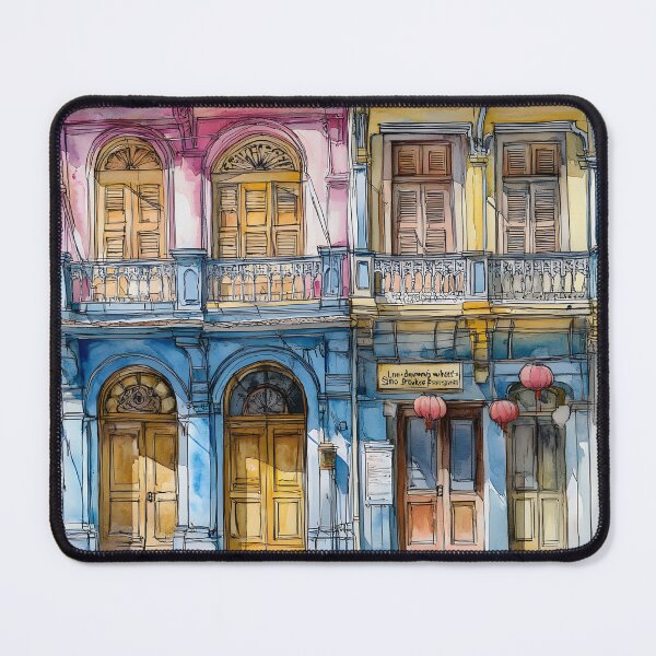 Item preview, Copy of Line drawing with watercolor of Phuket's Sino-Portuguese architecture in old town designed and sold by wonderisland.