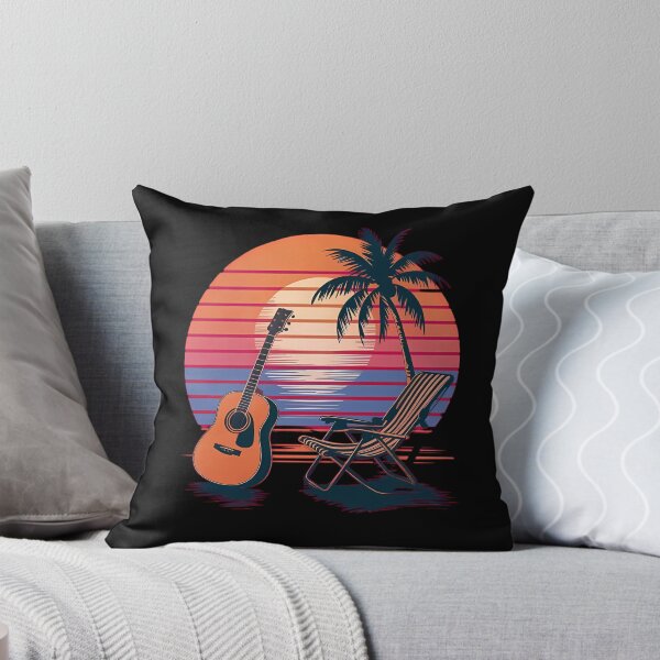 Item preview, Sunset Chill: Vintage Guitar and Recliner Beach Art designed and sold by MakeIt-Tee-See.
