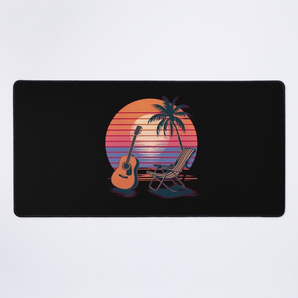 Item preview, Sunset Chill: Vintage Guitar and Recliner Beach Art designed and sold by MakeIt-Tee-See.