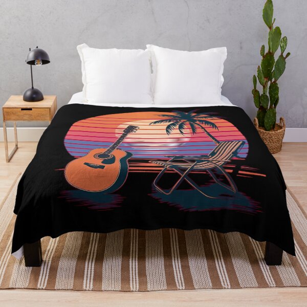 Item preview, Sunset Chill: Vintage Guitar and Recliner Beach Art designed and sold by MakeIt-Tee-See.