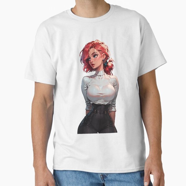Item preview, Cute Redhead Girl in Nice Outfit designed and sold by MadeByHaresShop.