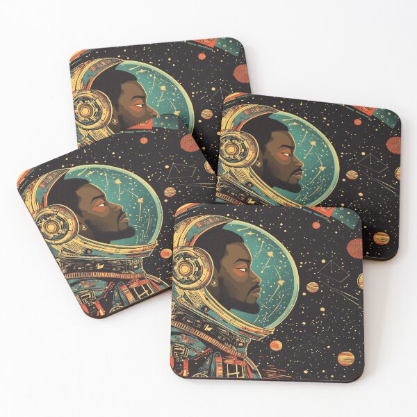 Item preview, Space Guardian Black Astronaut looking out at space designed and sold by BeatnikBuddha.