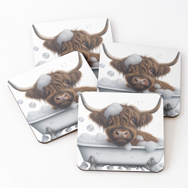 Item preview, Highlander Cow taking a bath designed and sold by ReachForArt.